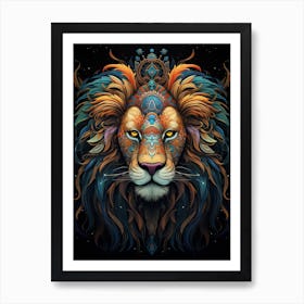 Lion Art Painting Naive Style 1 Art Print