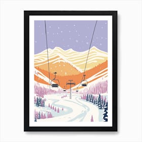 Park City Mountain Resort   Utah, Usa, Ski Resort Pastel Colours Illustration 1 Art Print