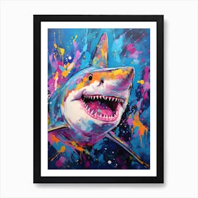  A Great Hammerhead Shark Vibrant Paint Splash 2 Art Print