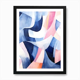 Blue and Pink Abstract. Oil Painting Art Print