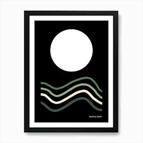 Wave In The Sky.A work of art. The moon. The colorful zigzag lines. It adds a touch of high-level art to the place. It creates psychological comfort. Reassurance in the soul.8 Art Print
