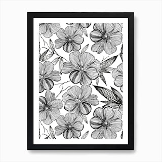 Black White Anemone Art Print