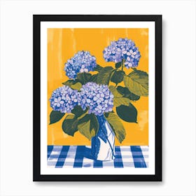Hydrangea Flowers On A Table   Contemporary Illustration 3 Art Print