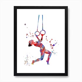 Gymnast With Rings Watercolor Painting Art Print