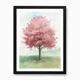 Cherry Tree Atmospheric Watercolour Painting 3 Art Print