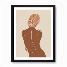 Girl With Bun Backview Tan Blonde Art Print