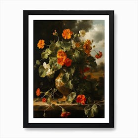 Baroque Floral Still Life Nasturtium 3 Art Print