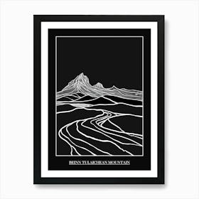 Beinn Tulaichean Mountain Line Drawing 3 Poster Art Print