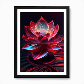 Red Lotus Holographic 5 Art Print