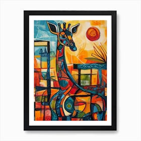 Colourful Giraffe Portrait 2 Art Print