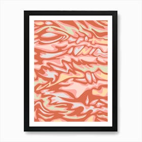 FLOW Retro Mid-Century Modern Abstract Water Marble in Terracotta Blush Rust Yellow Green Gray Art Print