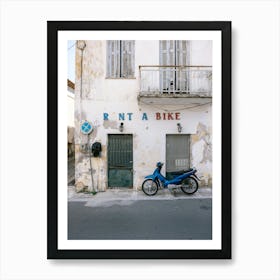 Rent A Bike (Blue moped) Art Print