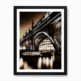 Paris Bridge At Night 2 Art Print