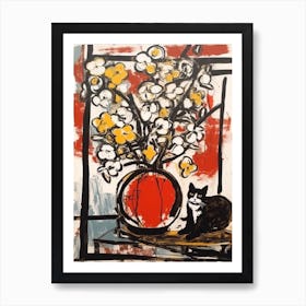 Camelia With A Cat 2 Abstract Expressionism  Art Print