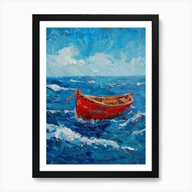 Red Boat In The Sea 7 Art Print