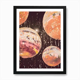 Disco Ball Mirror Ball Pink Painting Art Print