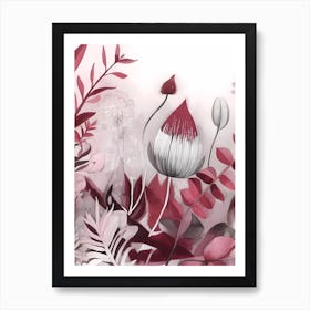 Pink Boho Flowers Art Print