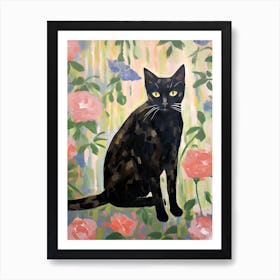 A Black Cat Painting, Impressionist Painting 2 Art Print