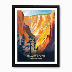 Yellowstone National Park Travel Poster Illustration Style 6 Art Print