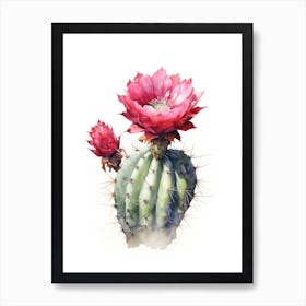 Cylindropuntia Kleiniae Cactus Watercolour Drawing 4 Art Print