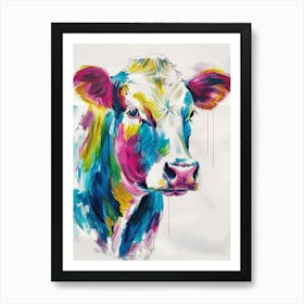 Cow Colourful Watercolour 1 Art Print