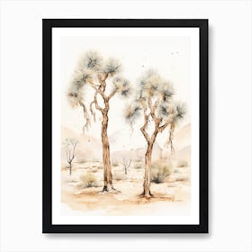  Minimalist Joshua Trees In Mojave Desert Line Art 3 Art Print