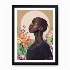 Woman In A Flower Garden 2 Art Print