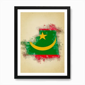 Mauritania Flag Vintage Art Print