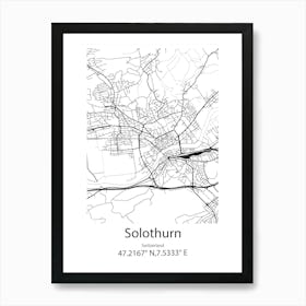 Solothurn,Switzerland Minimalist Map Art Print