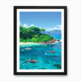 Dolphins In The Sea 1 Art Print