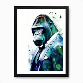 Gorilla In Tuxedo Gorillas Mosaic Watercolour 3 Art Print