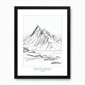 Mount Logan Canada Line Drawing 4 Poster Art Print