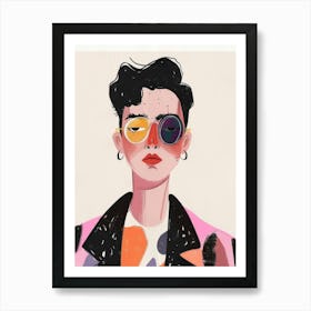 Portrait Of A Woman With Sunglasses 1 Art Print