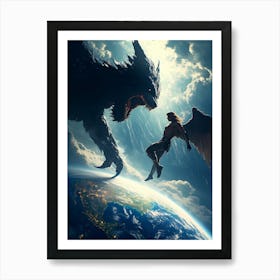 Angel Fighting Demon Art Print