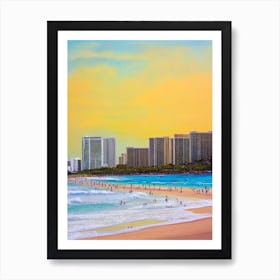 Waikiki Beach, Honolulu, Hawaii Bright Abstract Art Print