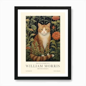 William Morris London Exhibition Poster Ginger Tabby Cat Art Print