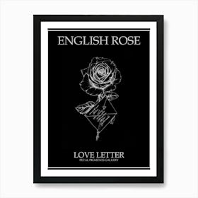 English Rose Love Letter Line Drawing 3 Poster Inverted Art Print