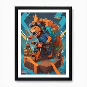 Wolf On A Motorcycle Art Print