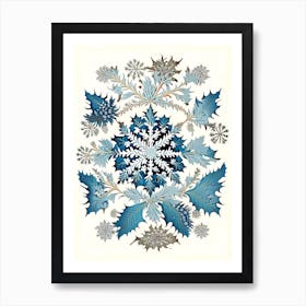 Snowflakes In The Snow,  Snowflakes Vintage Botanical 1 Art Print