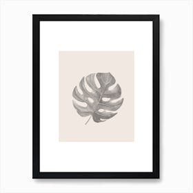 Neutral Monstera Leaf Art Print