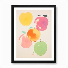 Colorful Apples. Gouache Painting Kitchen  Art Print