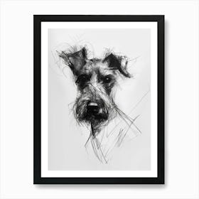 Irish Terrier Dog Charcoal Line 3 Art Print