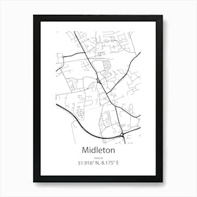 Midleton,Ireland Minimalist Map Art Print