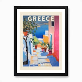 Santorini Greece 3 Fauvist Painting Travel Poster Art Print