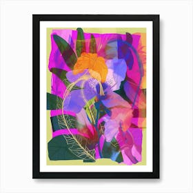 Lisianthus 4 Neon Flower Collage Art Print