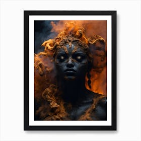 Woman In Smoke Art Print