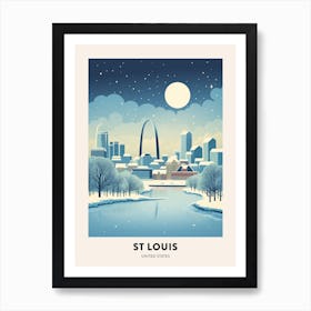 Winter Night  Travel Poster St Louis Missouri Art Print