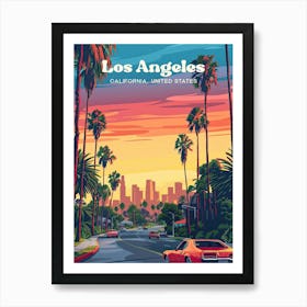 Los Angeles California Holiday Travel Art Poster