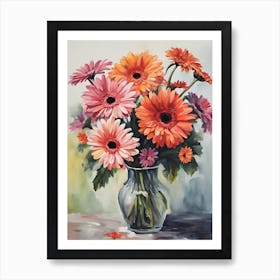 Gerbera Flowers In A Glass Vase Art Print