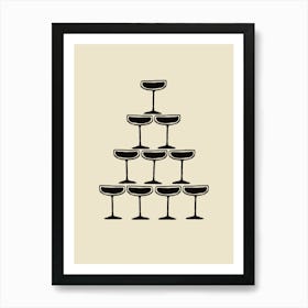 Beige Champagne Prosecco Fountain Art Print